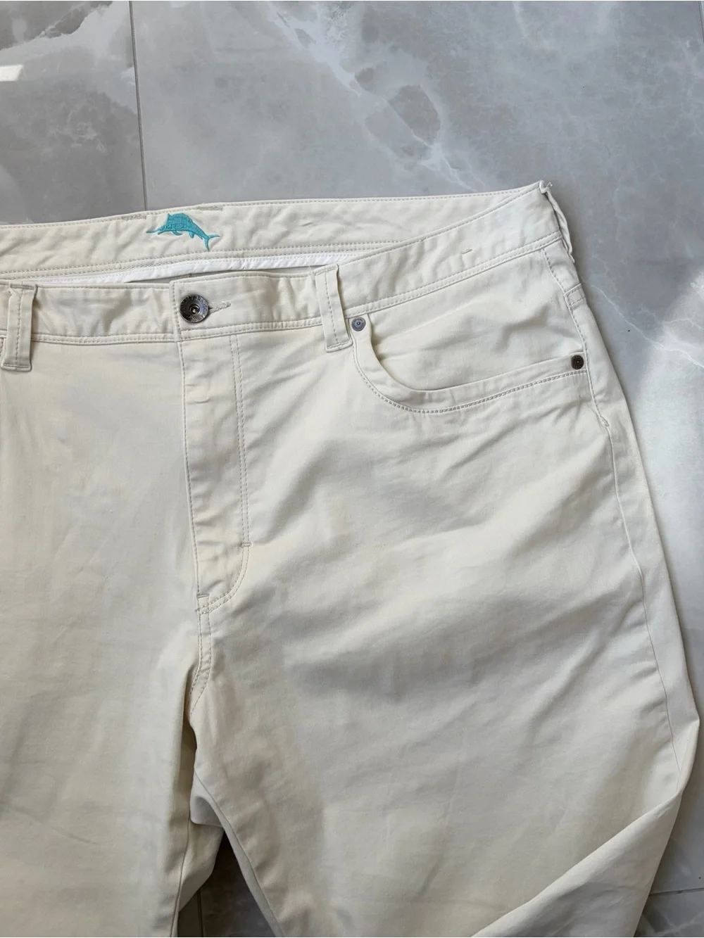 $138 Tommy Bahama Mens 40x30 Boracay Flat Front Chino Pants in Bleached Sand